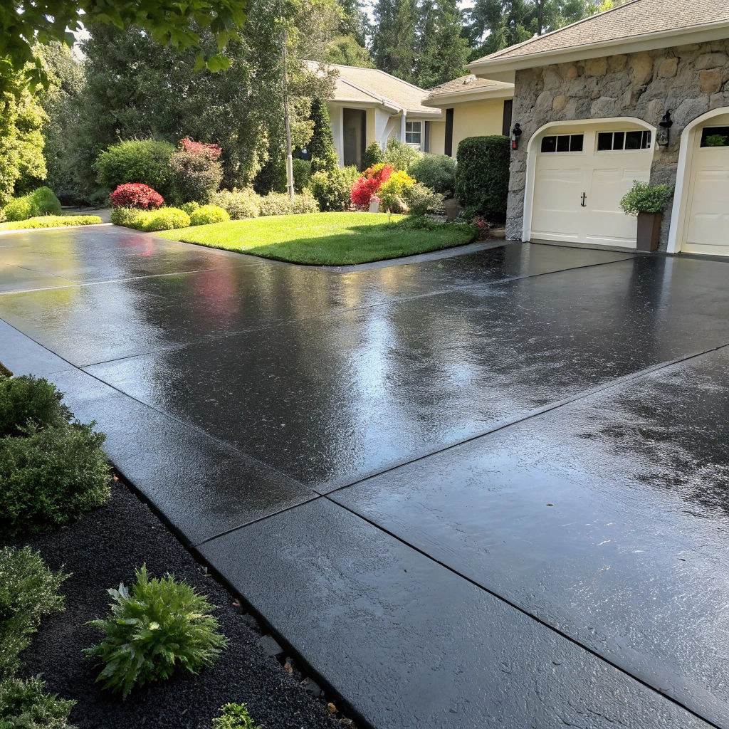 Power washing a concrete driveway in Austin