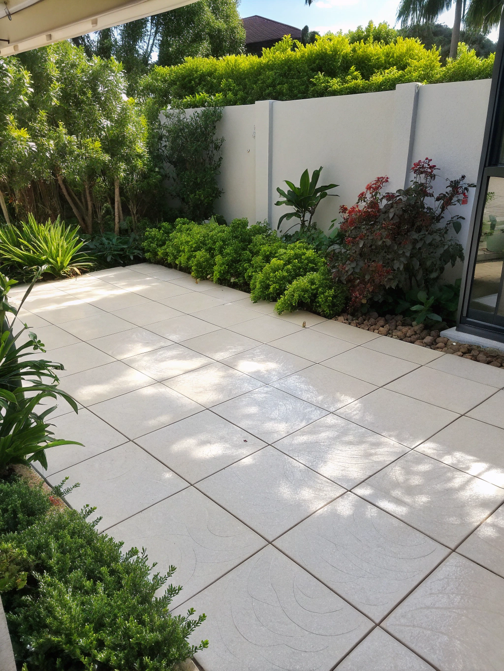 Cleaned patio surface after professional washing